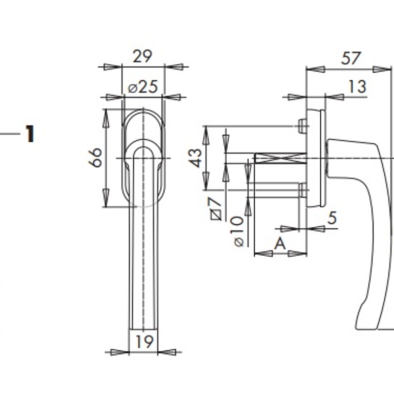 Ручка оконная Globe 35/10 RAL8022 в Самаре_Изображение_2