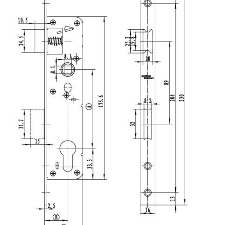 Замок 920a 92/25/8 F=16 с фалевой защелкой DORMA в Москве_Изображение_2