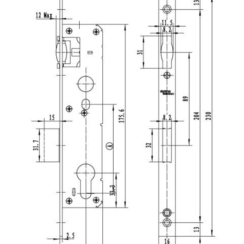 Замок 930a 92/35/8 F=16 с роликовой защелкой DORMA в Москве_Изображение_2