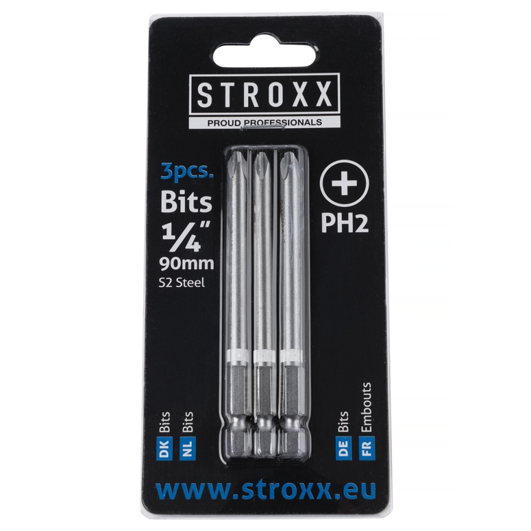 Набор бит с цветным кольцом 90мм 1/4" PH2 (3 шт) STROXX в Москве_Изображение_2
