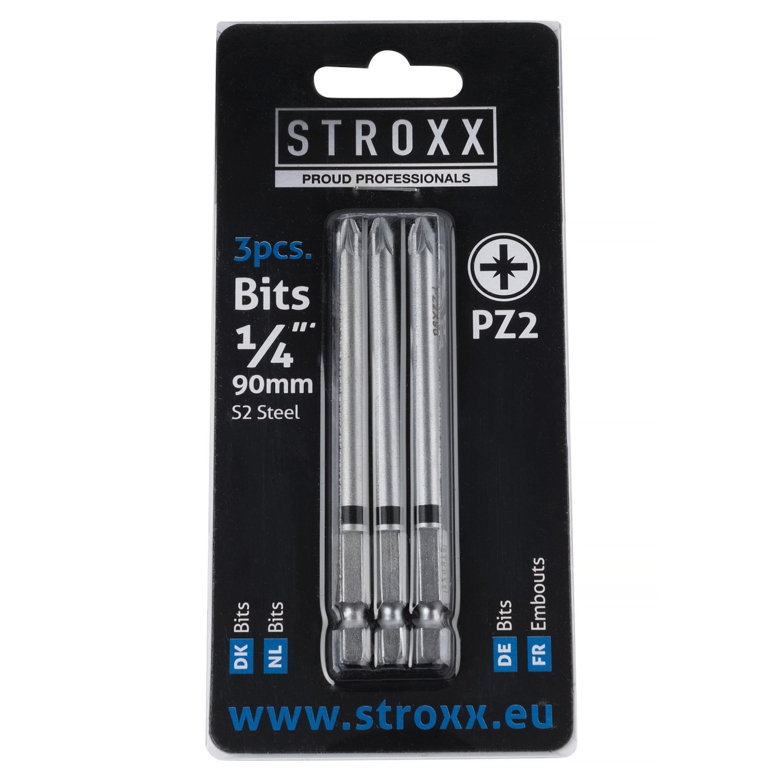 Набор бит с цветным кольцом 90мм 1/4" PZ2 (3 шт) STROXX в Москве_Изображение_2