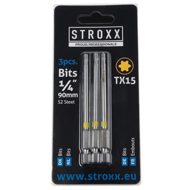Набор бит с цветным кольцом 90мм 1/4" TX15 (3 шт) STROXX в Москве_Изображение_2