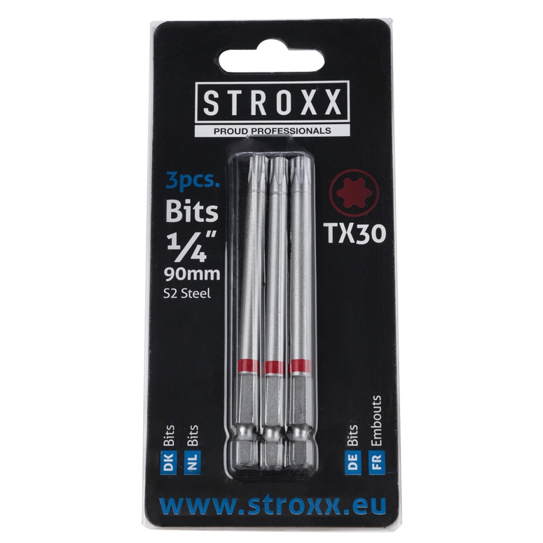 Набор бит TX30 с цветным кольцом 90мм 1/4" (3 шт) STROXX в Москве_Изображение_2