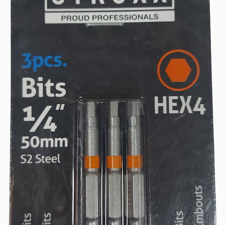 Набор бит с цветным кольцом 50мм 1/4" HEX 4мм (3 шт) STROXX в Москве_Изображение_2