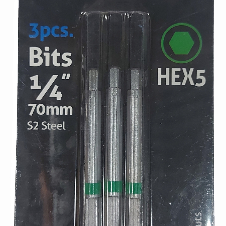 Набор бит с цветным кольцом 70мм 1/4" HEX 5мм (3 шт) STROXX в Москве_Изображение_2