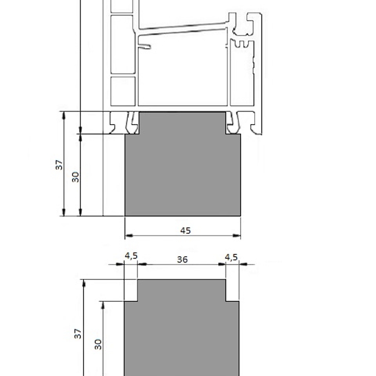 Профиль теплый подставочный фрезерованный 30/37X45X1200MM (REHAU) BLAUGELB в Москве_Изображение_1