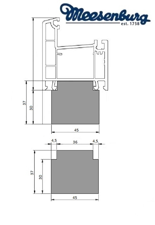 Профиль теплый подставочный фрезерованный 30/37X45X1200MM (REHAU) BLAUGELB в Москве Профиль теплый подставочный фрезерованный 30/37X45X1200MM (REHAU) BLAUGELB в Москве