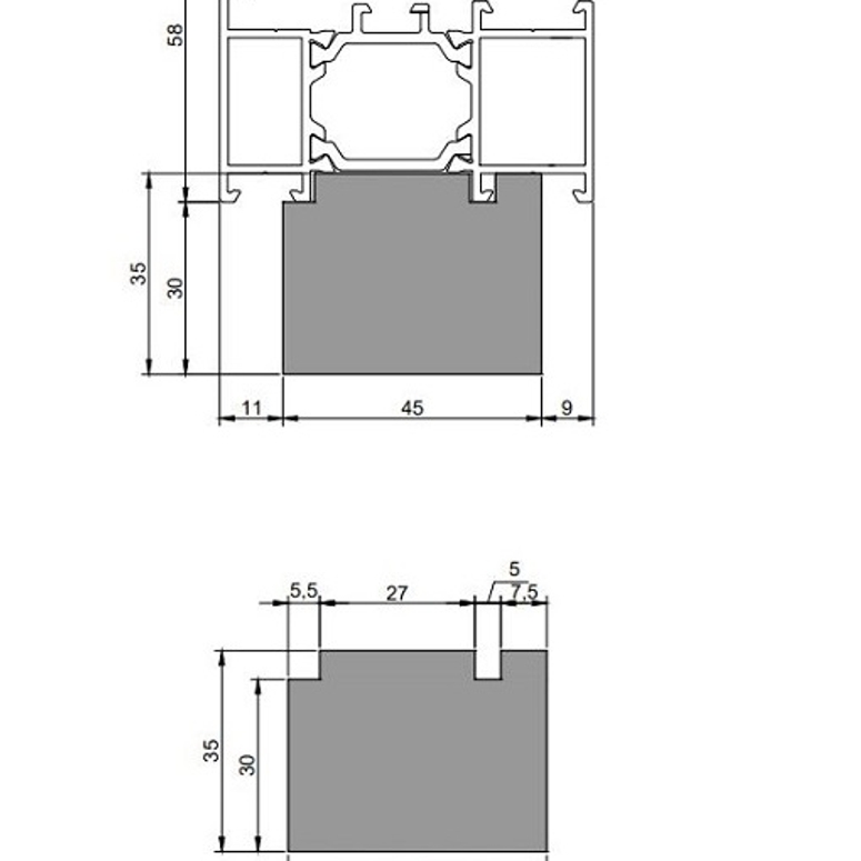 Профиль теплый подставочный фрезерованный 30/35X45X1200MM (СИАЛ СТ65 ) BLAUGELB в Казани