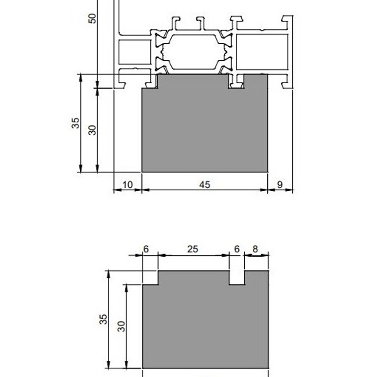 Профиль теплый подставочный фрезерованный 30/35X45X1200MM (Realit RW 64) BLAUGELB в Казани