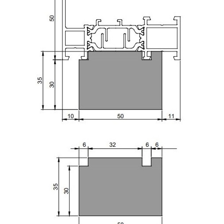 Профиль теплый подставочный фрезерованный 30/35X50X1200MM (Realit RW 71) BLAUGELB в Казани
