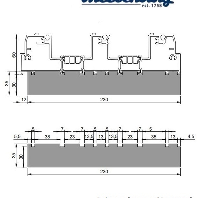 Профиль теплый подставочный фрезерованный 30/35X230X1200MM (REYNAERS CР 155) в Казани