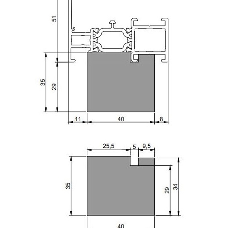 Профиль теплый подставочный фрезерованный 29/35X40X1200MM (REYNAERS S 68) в Казани