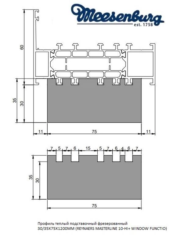 Профиль теплый подставочный фрезерованный 30/35X75X1200MM (REYNAERS MASTERLINE 10-HI+ WINDOW FUNCTIO в Москве Профиль теплый подставочный фрезерованный 30/35X75X1200MM (REYNAERS MASTERLINE 10-HI+ WINDOW FUNCTIO в Москве