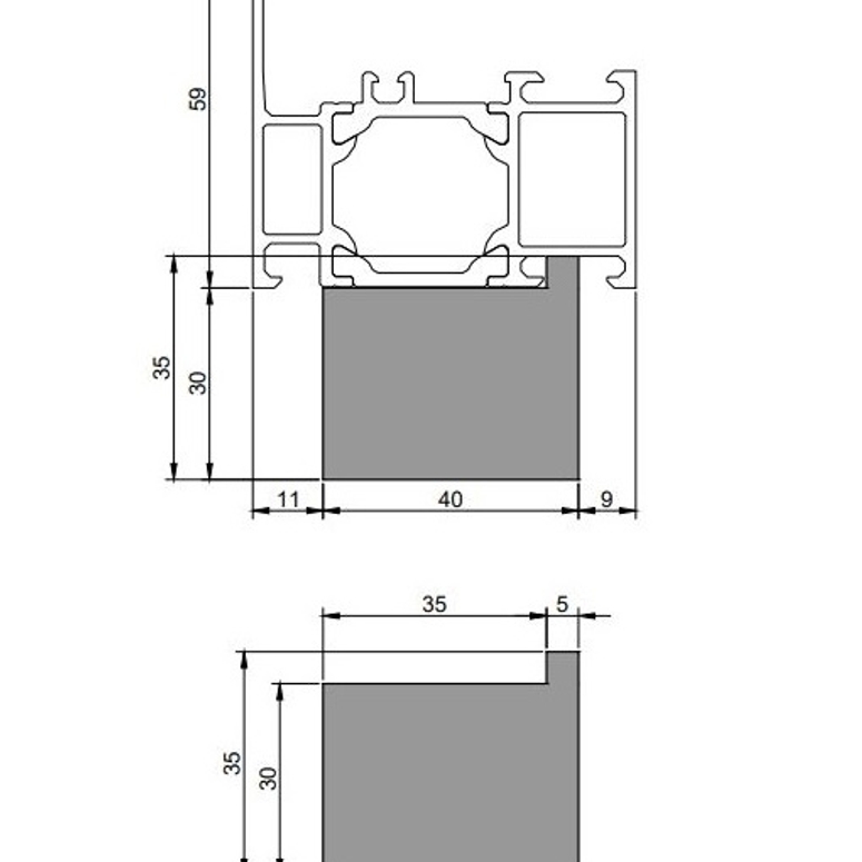 Профиль тёплый подставочный фрезерованный 30/35X40X1200MM (Schuco AWS 60) BLAUGELB в Москве
