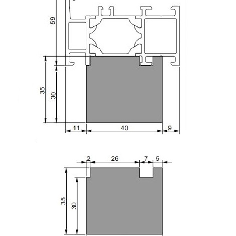 Профиль тёплый подставочный фрезерованный 30/35X40X1200MM (Schuco AWS 60 BS) BLAUGELB в Москве