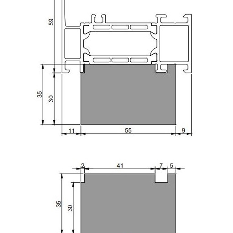 Профиль тёплый подставочный фрезерованный 30/35X55X1200MM (Schuco AWS 75 BS) BLAUGELB в Москве