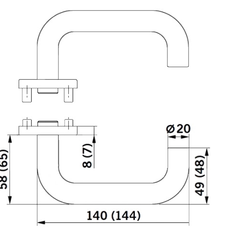 Ручка дверная двухсторонняя с розеткой U PURE 8100/6501/6612 38-56мм 8мм нержавеющая сталь DORMA в Москве_Изображение_3
