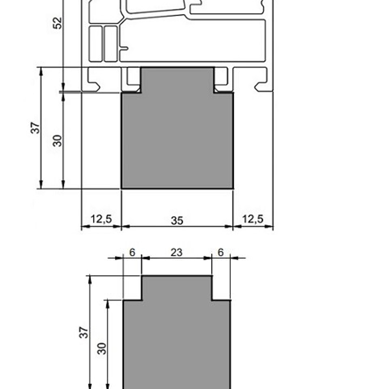Профиль тёплый подставочный фрезерованный 30/38X35X1200MM (Deceuninck Forward/Eco 60) BLAUGELB в Москве