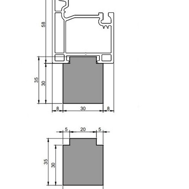 Профиль тёплый подставочный фрезерованный 30/35X30X1200MM(EXPROF Externa) BLAUGELB в Москве