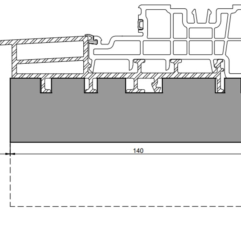 Профиль цокольный изоляционный фрезерованный 32/40X140X1200MM (KBE PremiDoor)  BLAUGELB в Казани