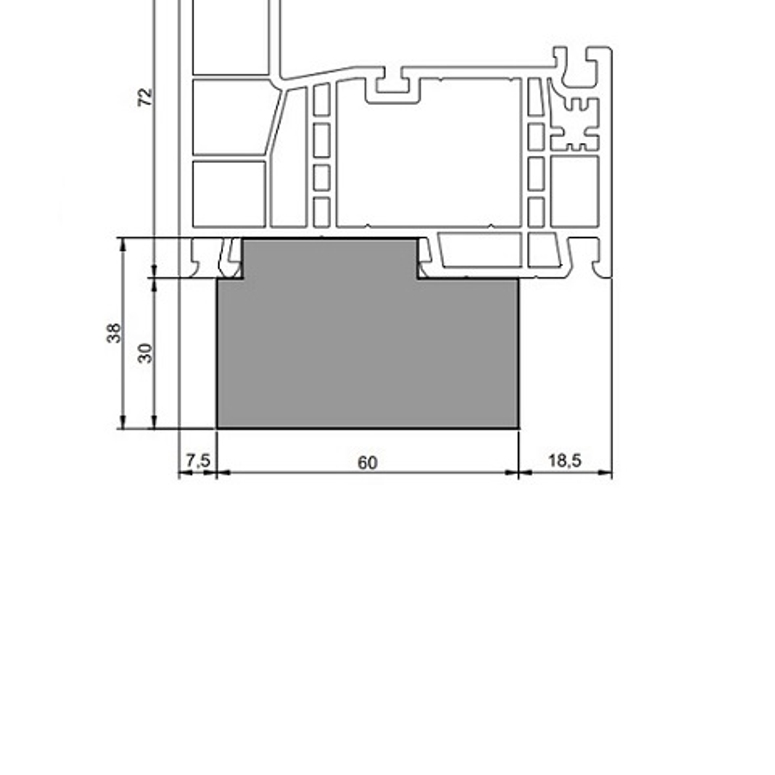 Профиль теплый подставочный фрезерованный 30/38X60X1200MM (REHAU GENEO) BLAUGELB в Москве