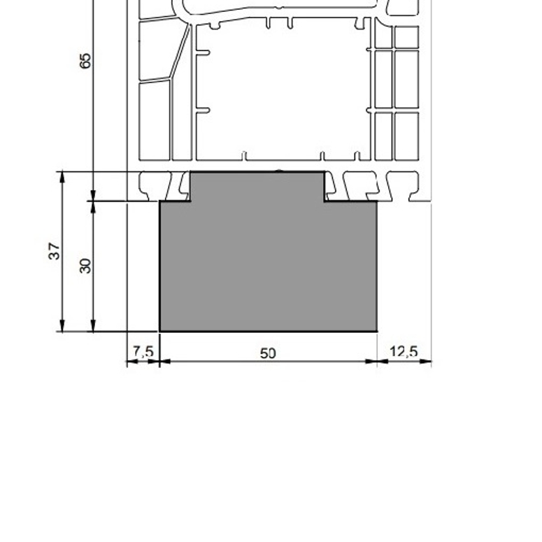 Профиль тёплый подставочный фрезерованный 30/37X50X1200MM (Aluplast IDEAL 4000/ IDEAL 5000) BLAUGELB в Москве