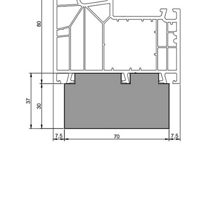 Профиль тёплый подставочный фрезерованный 30/37X70X1200MM Aluplast IDEAL 7000/ IDEAL 8000/ Inte в Москве