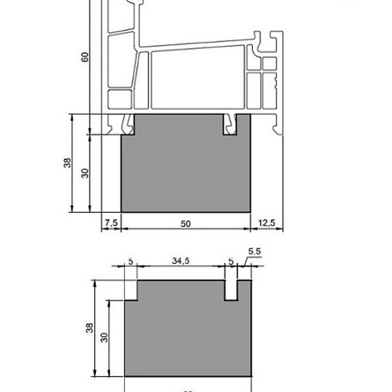Профиль теплый подставочный фрезерованный 30/38X50X1200MM (Brusbox SUPER AERO) BLAUGELB в Москве