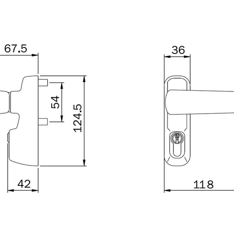 Фитинг внешний нажимной для накладной антипаники с цилиндром черный в Москве_Изображение_2