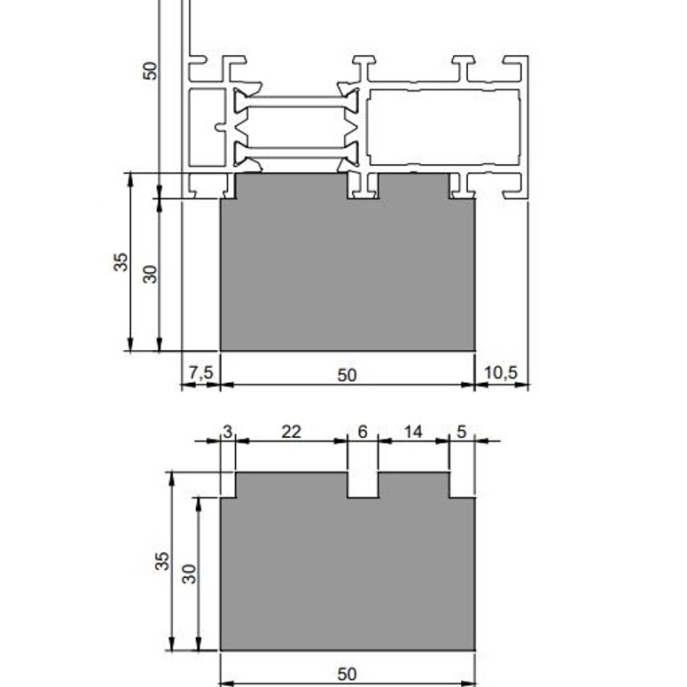 Профиль теплый подставочный фрезерованный 30/35X50X1200MM (AGS68) BLAUGELB в Казани