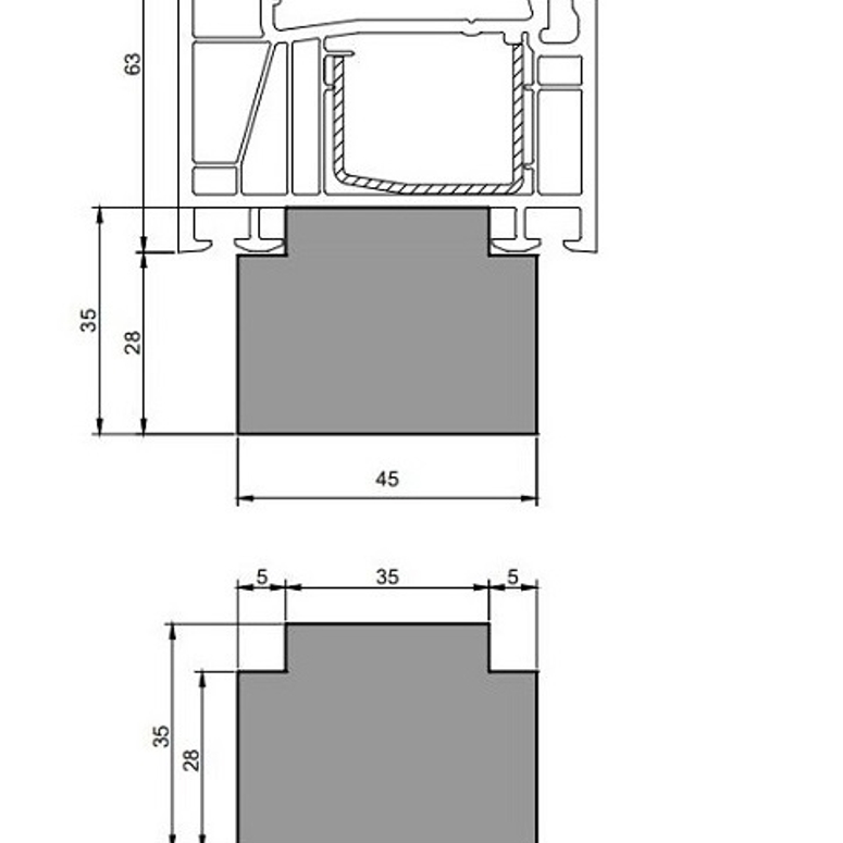 Профиль теплый подставочный фрезерованный 28/35X45X1200MM (KBE70) BLAUGELB в Самаре