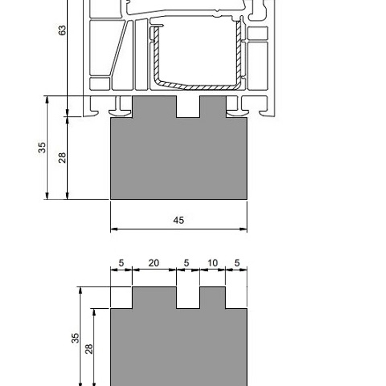 Профиль теплый подставочный фрезерованный 28/35X45X1200MM (KBE70) v.2 BLAUGELB в Казани