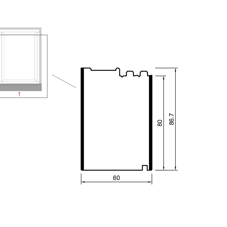 Профиль цокольный изоляционный PVC/TK 80/86.7x60x3000 (VEKA 82) BLAUGELB в Казани_Изображение_2