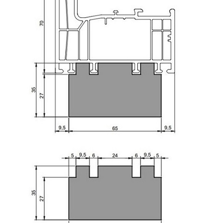 Профиль тёплый подставочный фрезерованный 27/35X65X1200MM (Deceuninck Eforte) BLAUGELB в Москве