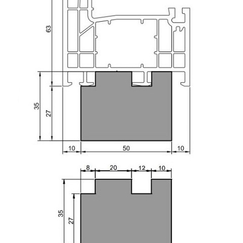 Профиль теплый подставочный фрезерованный 27/35X50X1200MM (РROPLEX PREMIUM, HIT) BLAUGELB в Казани