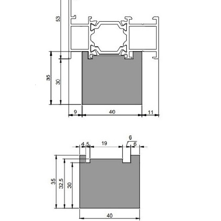 Профиль теплый подставочный фрезерованный 30/35X40X1200MM (СИАЛ КПТ 60) BLAUGELB в Казани