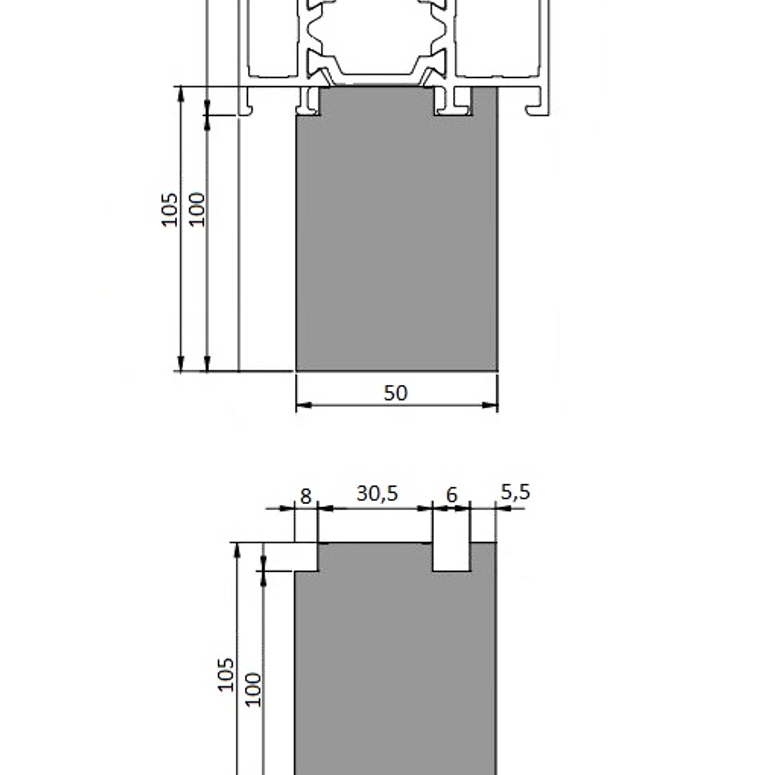Профиль теплый подставочный фрезерованный 100/105X50X1200MM (Алюмарк 270101) BLAUGELB в Самаре