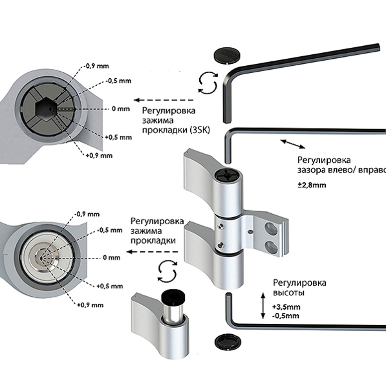 Петля дверная накладная 3-х секционная MX 80204575M асимметричная черный матовый RAL9005 с ППМ в Казани_Изображение_3