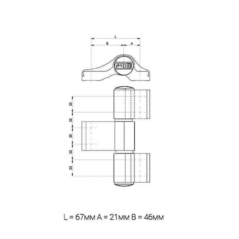 Петля дверная накладная 3-х секционная MX 80204575M асимметричная черный матовый RAL9005 с ППМ в Казани_Изображение_2