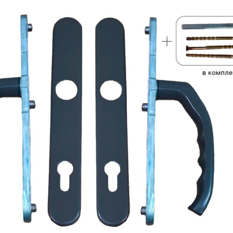 Гарнитур дверной нажимной Q дизайн 92-35 мм антрацит RAL7024 STROXX в Москве_Изображение_2