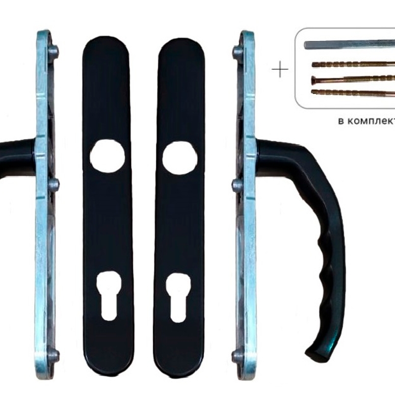 Гарнитур дверной нажимной Q дизайн 92-35 мм черный RAL9005 STROXX в Москве_Изображение_2