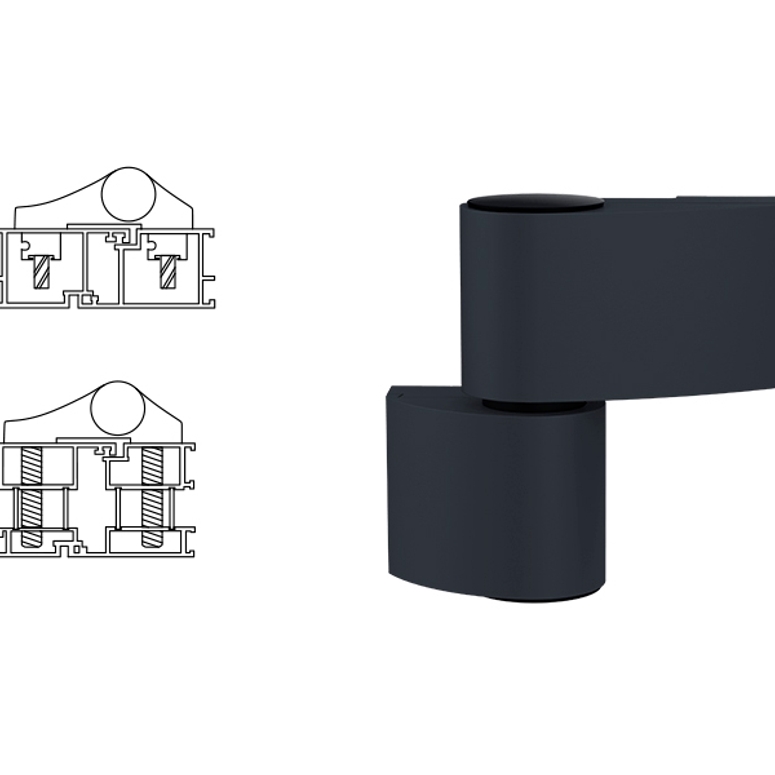 Петля дверная 2-х секционная Libra VX антрацит RAL7024 STROXX в Москве