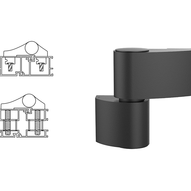 Петля дверная 2-х секционная Libra VX черная RAL9005 STROXX в Москве