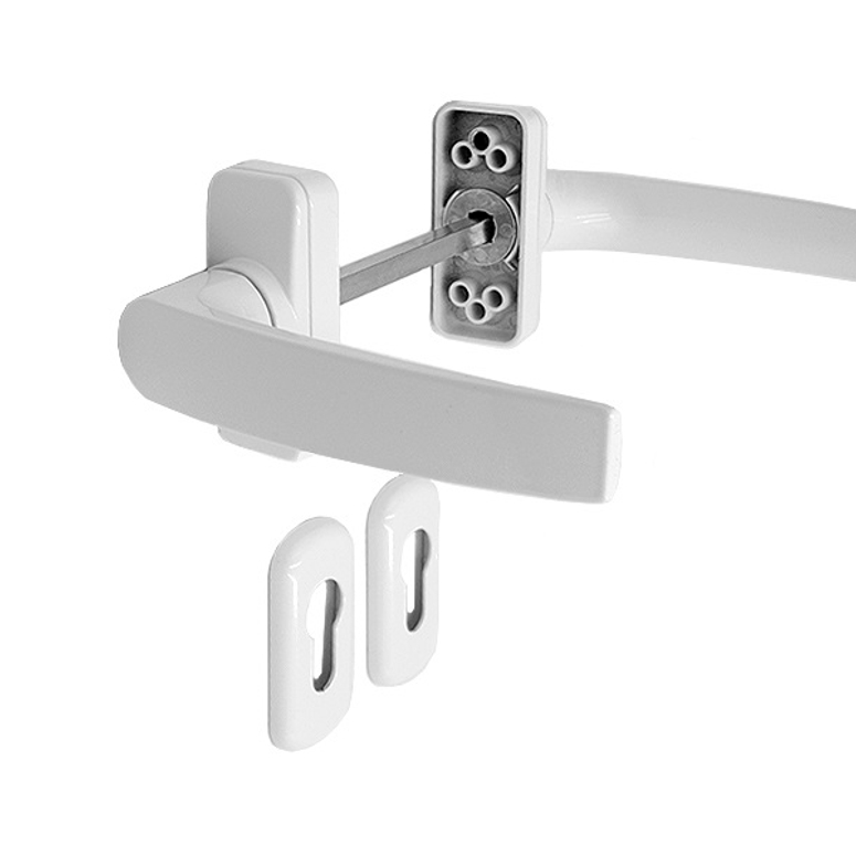 Ручка дверная двусторонняя с розетками под цилиндр MIA белая RAL9016 STROXX в Уфе