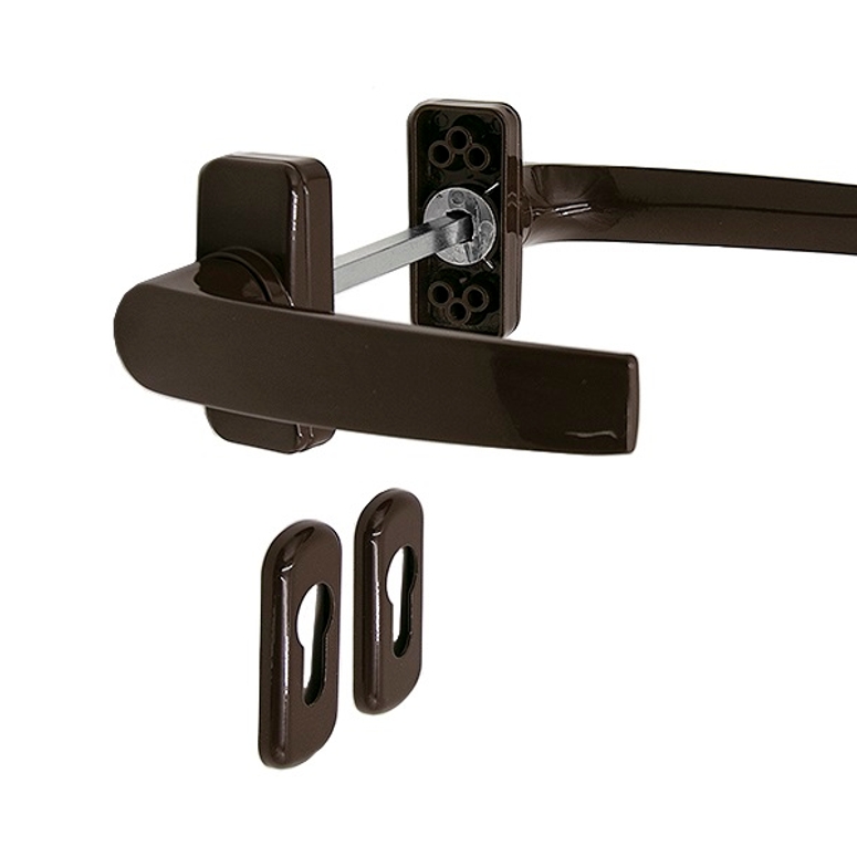 Ручка дверная двусторонняя с розетками под цилиндр MIA коричневая RAL8017 STROXX в Уфе