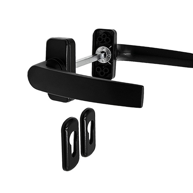 Ручка дверная двусторонняя с розетками под цилиндр MIA черная RAL9005 STROXX в Уфе