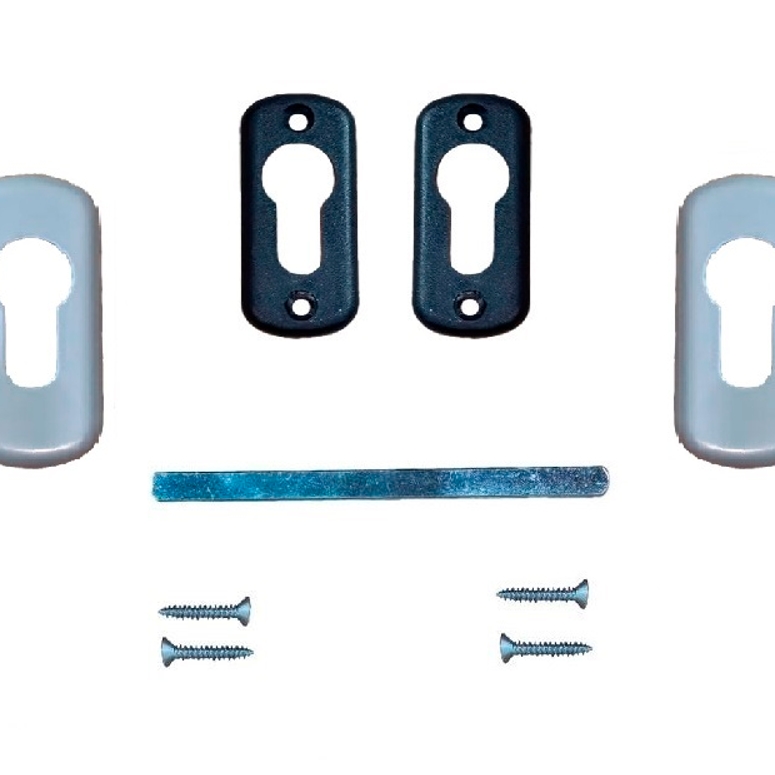 Ручка дверная двусторонняя с розетками под цилиндр MIA серебристо-серая RAL9006 STROXX в Санкт-Петербурге_Изображение_3