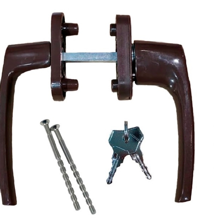 Ручка балконная с ключом двусторонняя R дизайн M5*100 коричневая RAL8017 STROXX в Санкт-Петербурге