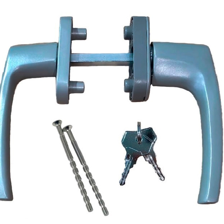 Ручка балконная с ключом двусторонняя R дизайн M5*100 серая RAL9007 STROXX в Санкт-Петербурге