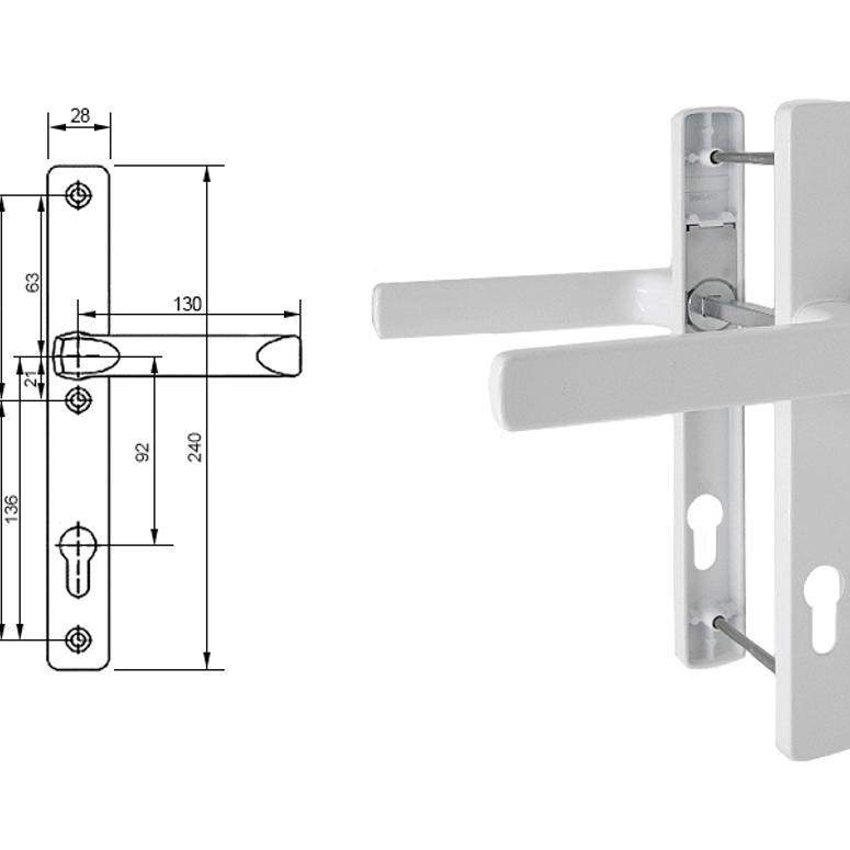 Гарнитур дверной нажимной GL 92-28 мм белый RAL9016 STROXX в Москве